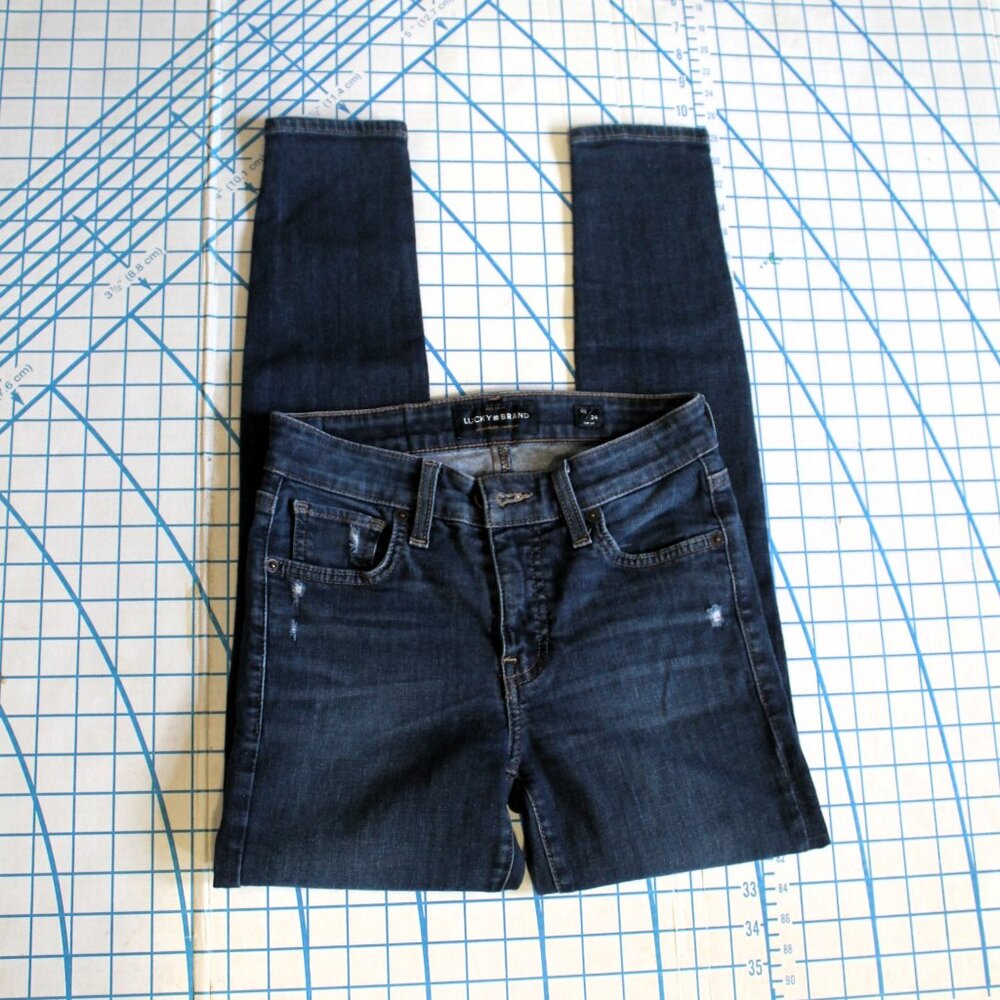 Lucky Brand Ava Skinny Mid Rise Distressed Ankle Jeans, 00/24